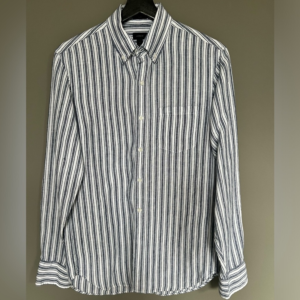JCrew Men's Striped 100% Irish Linen Shirt, S